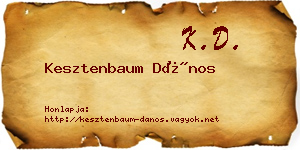Kesztenbaum Dános névjegykártya